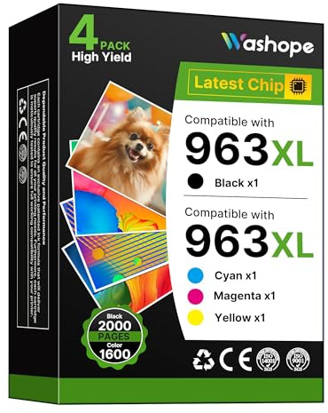 963XL Multipack Patronen Kompatibel für HP 963 963 XL Druckerpatronen für HP Officejet Pro 9010 9012 9013 9014 9015 9016 9018 9019 9020 9022 9023 9025 9026 (Schwarz Cyan Magenta Gelb, 4er-Pack)