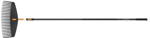 Fiskars OneClick Laubrechen & Stiel L, Komplett-Set für große Rasenflächen | Einfach zusammensteckbar, Breite Rechen: 51 cm, Stiellänge: 161 cm, Leichtes Aluminium/Kunststoff, 1080713