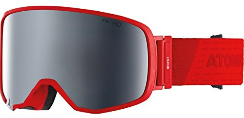 Atomic Unisex All Mountain-Skibrille Revent L FDL HD, für alle Lichtverhältnisse, Large Fit, Live Fit-Rahmen, FDL-Konstruktion, Stereo HD-Scheibe, rot/silber Stereo HD, AN5105450