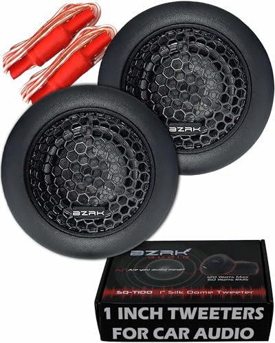 BZRK Audio SQ-T100 1 inch Silk Dome Tweeters Pair for Car Audio - 120 Watts Max Each - with Bass Blockers and Pods for Flush or Surface Mount