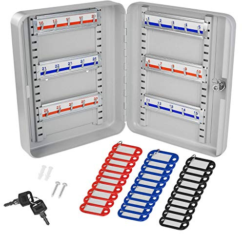 DEMA Schlüsselkasten DSK30 Schlüsselbox, Schlüsselschrank, 30 Haken, robust & abschließbar, platzsparend, ideal für Büro, Werkstatt, Haushalt, Garage & Schlüsselorganisation