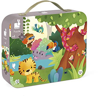 Janod J02729 Puzzlekoffer Panorama-Puzzle 36 Teile, Dschungel