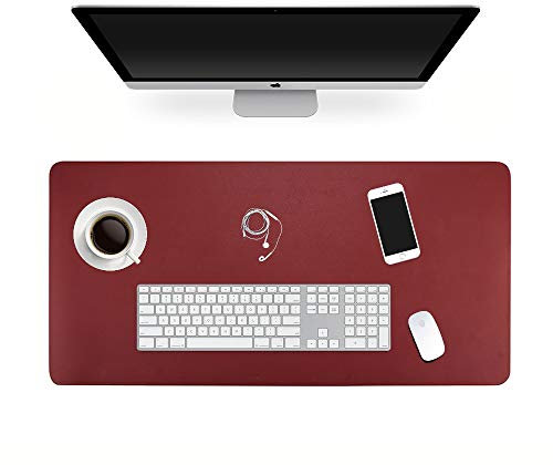 ele Eleoption, Schreibtischunterlage, erweitertes Mauspad, PU-Leder, multifunktionale, wasserdichte Schreibtischmatte, doppelseitig, ultradünn, großes Pad für Büro und Zuhause 120x60cm schwarz / rot