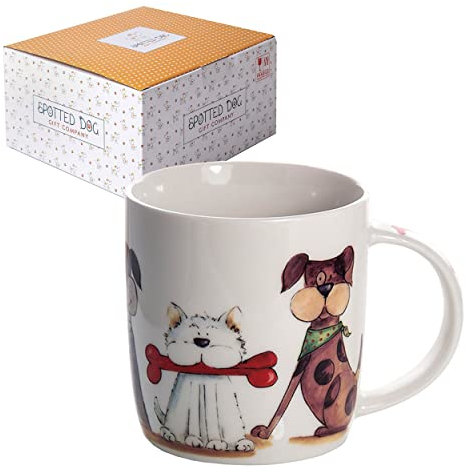 SPOTTED DOG GIFT COMPANY Dog Mug Cup for Coffee Tea & Hot Drinks, Porcelain China Dishwasher & Microwave Safe, Gifts for Dog Lovers Women Men Girls 350ml