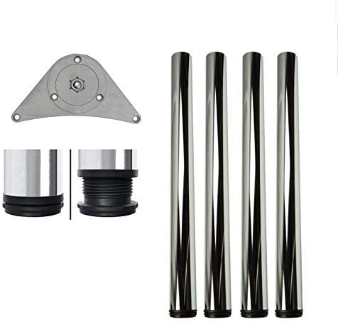 MKGT 4x Adjustable Steel Table Legs with Mounting Plates – Ideal for Kitchen Tables, Counters & Desks (710mm, Chrome)