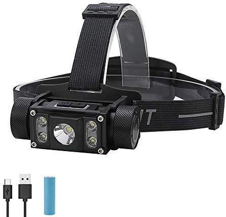 GMtes LED Headlamp XM-L2+4*XP-G2 Headlight USB TYPE-C Rechargeable Head Torch Camping Hunting Flashlight Powered by 21700/18650 Battery,2Pack