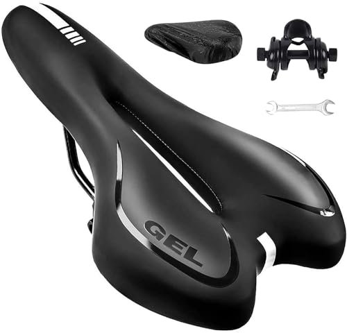 ZONSUSE Fahrradsattel, Gel Fahrrad Sattel, Hohl Ergonomisch Fahrradsitz, Gefedert Tourensattel, Komfortabel, Atmungsaktiv, Stoßdämpfend, für BMX/Rennrad/Mountainbike (Schwarz)