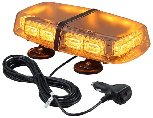 EYPINS 72 LED Luce Stroboscopica per Auto, 12/24V 36W Luce Lampeggiante LED Arancione,Impermeabile IP65,con Base Magnetica,7 Modalità di Lampeggio