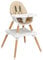 GYMAX Wooden Baby Highchair, Infant Feeding Seat with 4 Position Adjustable Tray, 5 Point Safety Harness and PU Cushion, 4 in 1 Convertible Baby Chair for 6 Months to 3 Years (Khaki)