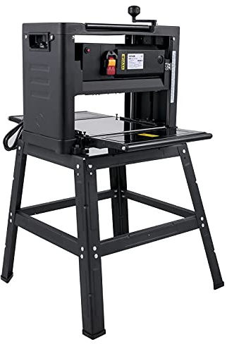VEVOR Thickness Planer 12.5 inch Wood Planer Foldable 1500W Thickness Planer Woodworking 315/min Feed Rate Double Cutter Benchtop Thickness Planer with Dust Exhaust Interface Stand for Woodworking