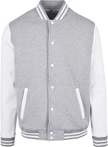 Build Your Brand Basic College Jacket Heather Grey/White 3XL