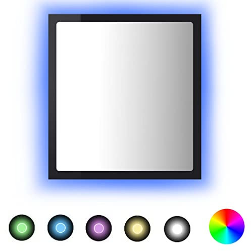 vidaXL LED Badspiegel Wandspiegel Badezimmerspiegel Lichtspiegel Spiegel Hängespiegel Bad Badezimmer Beleuchtung Hochglanz-Schwarz 40x8,5x37cm Acryl