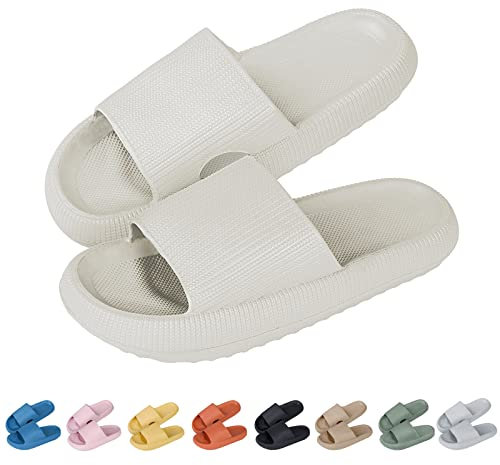 MoneRffi Badelatschen Damen Herren Wolkenschuhe- Cloud Slides original Badeschuhe Wolken Damen airfoot Hausschuhe Cloudyzz Bequeme rutschfeste Dusch Badeschlappen(Beige#1,40/41)