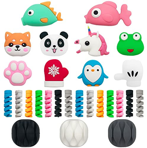 27 Pieces Cute Cable Protector for iPhone iPad Charger, Animal USB Charger Protector Cord Holder, Charging Cable Saver Cable Buddies Phone Data Lines Protect Accessory