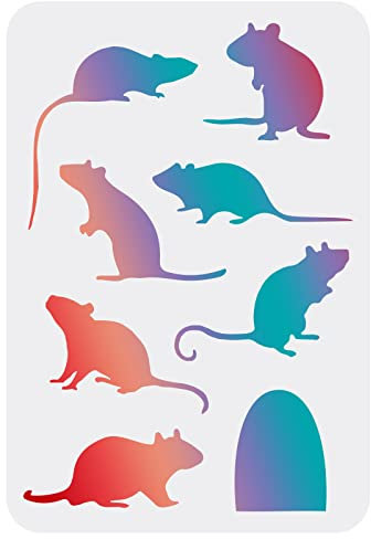 FINGERINSPIRE Maus-Schablone 29,7 x 21 cm Mäuse-Zeichenschablonen Kleine Maus-Malschablone Wiederverwendbare Mausloch-Malschablone DIY Bastelschablonen zum Malen auf Holz, Papier, Wand und Fliesen…