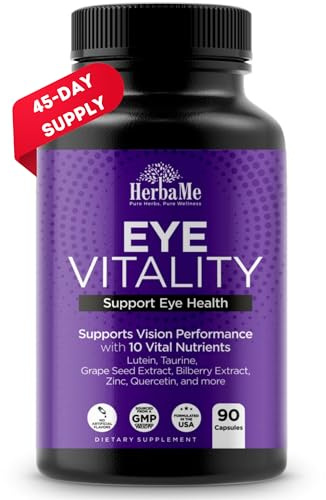 HerbaMe Eye Vitamins Supplement for Vision, Macular Health & Strain Relief