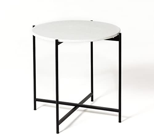 MEVEN HOME & GARDEN runder Gartentisch TERAZZO, Balkontisch Durchmesse 53cm, Höhe 50cm, Stahlgestell, Terrazzo Tischplatte, Kleiner Balkontisch, Couchtisch, Wohnzimmertisch