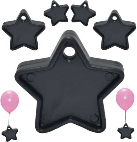 Pannu Design Colorful Helium Balloon Weights Star Shaped Balloon Weights Plastic Balloon Pack of 5,10 and 25 Weights for Balloons Birthday Wedding Party Decorations Supplies (Black, 5)