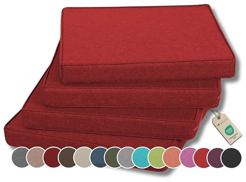 Gutekissen® Stuhlkissen Polsterauflage Auflage für Stühle/Bänke für Haus und Garten Sitzauflage Gartenkissen Sitzkissen viele Farben FK5 (50x50, Rot, 4)