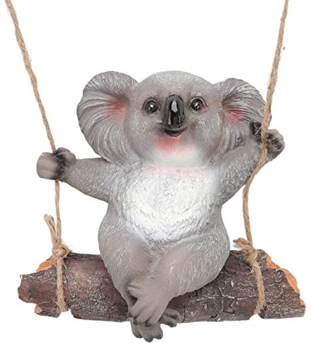 Buachois Schaukel Koala Gartenfiguren, 18cm Kleine Harz Willkommensschild Statuen Hof Terrasse Rasen Garten Koala Dekofigur Lustige Tier Ornamente Außenfigur Gartendeko Figuren