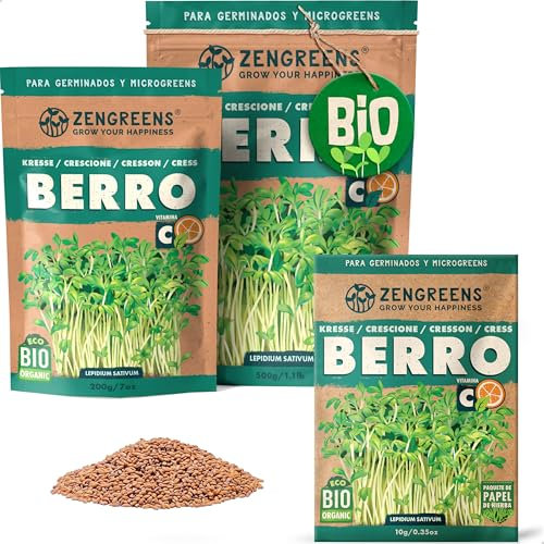 ZenGreens® - Semillas de berro ecológico - Elija entre 10g, 200g y 500g - brotes de berro - germinación de más del 97% - Microgreens