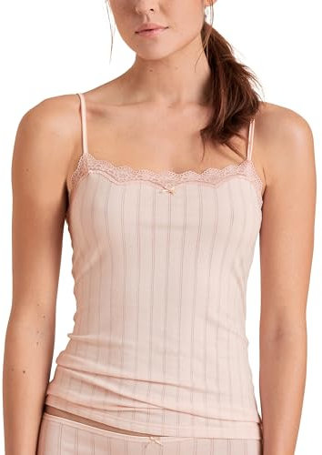 CALIDA Etude Toujours Spaghetti-Top Damen, verstellbare Träger, edle Nadelstreifen-Optik, mit Swiss+Cotton-Gütesiegel