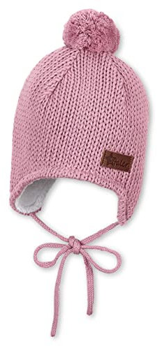 Sterntaler Baby - Mädchen Strickmütze Baby Bommelmütze Strick mit Ohrenklappen, Rosa, 43
