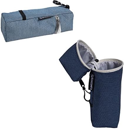 Exacompta - Réf. 52790E - 1 trousse pot à crayons Bee Blue en polyester motif nid d'abeilles - transformable en pot à crayons avec pince clip - couleurs aléatoires, bleu clair ou bleu marine