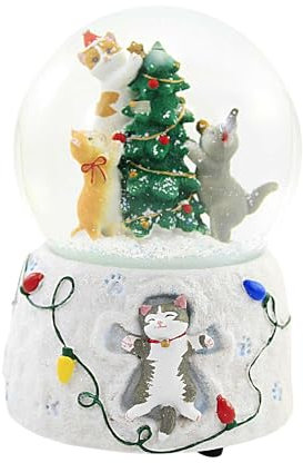 Roman Musikalische Schneekugel zum Aufziehen mit Baum, 100 mm Höhe, Tischdekoration