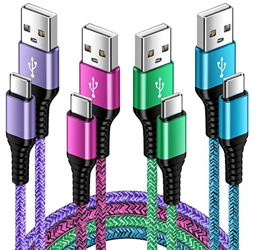 USB C Samsung Charger Cable 4Pack, 6FT+6FT+3FT+3FT USB Type C Fast Charging Cable, Phone Charger Cable USB C Lead for Samsung Galaxy A16/A26/A36/A56/A15/A35/A55/A54/A53/A52s/S25/S24/S23/S22/S21/S20 FE