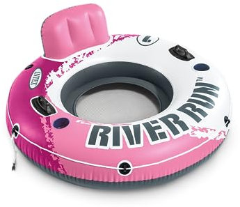 INTEX 58824EP River Run 1 Aufblasbare Schwimmende Lounge: Bequeme Rückenlehne - Integrierte Getränkehalter - Langlebige Haltegriffe - Rundum-Halteseil - 100 kg Tragkraft - Rosa