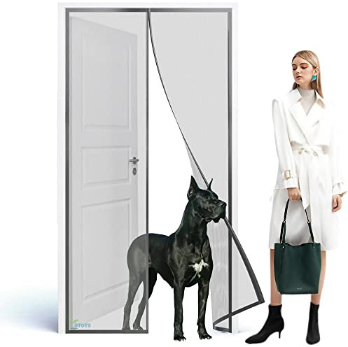 Rideau Porte Anti, 295 x 230 cm Moustiquaire Enroulable Moustiquaire Porte Fenetre Facile à Installer sans Percer pour Couloirs, Portes Gris