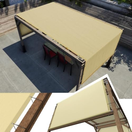 Amgo Pergola-Überdachung, Ersatzabdeckung mit LSF 50+, handelsübliche Qualität, 260 g/m² Sonnenschutz für Terrasse, 95% UV-Blockierung, beschwerte Stangen aus Edelstahl im Lieferumfang enthalten (wir