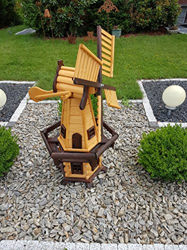 Windmühle Windmühlen Garten aus Holz Kugelgelagert Imprägniert Groß 1,1 m Dormax
