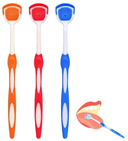 JOCXZI Zungenbürste - 3Pcs Zungenschaber, Zungenreiniger, Zungenschaberbürste, Zungenschaberreiniger, Zungenbürsten, Hilft gegen schlechten Atem, 3 Zungenschaber(3 Farben)