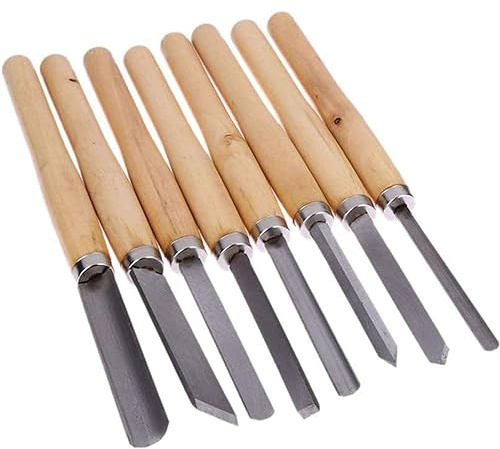 Holz Drehwerkzeuge, Holzbearbeitung Drehmaschine Werkzeuge Set, 8 Stück Manganstahl Drehmaschine Meißel Set Mit Holzgriff Für Anfänger Bis Mittelstufe