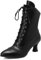 LIPIJIXI Donnas Kitten Heel Victorian Stivali Black Cordoncino Polacchine per donne Low Heel Vintage Granny Stivali Sposa Bridal Festa Stivaletti Size 9