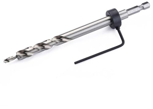 HSS 1/4 Adapter Sechskantschaft Spiralstufenbohrer Set, 3/8 Sechskantschlüssel, Schaft mit Tiefenstoppmanschette, für Kreg Taschenlochbohrer Jig Master System