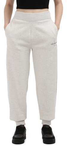Calvin Klein Jeans Damen MONOLOGO CUFFED JOG PANT J20J223590, Grey (Ivory Grey Heather), XL