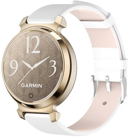 QINOUK Armband für Garmin Lily 2, [Atmungsaktives] Echtes Leder Uhrenarmband, Dornschließe Design, Weiches Band für Garmin Lily 2-Weiß