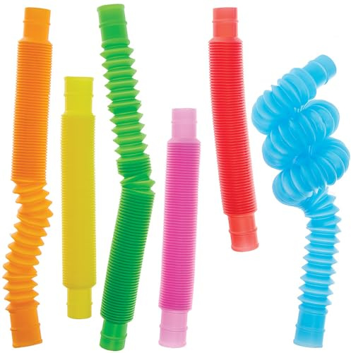 Baker Ross FN225 Pop Tube Zappelspielzeug – 12er-Pack, lustiges Fidget-Spielzeug für Kinder mit Partytüten