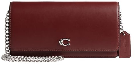Coach Evie Damen Geldbörse mit langer Kette für Reisen, LH/Dark Ruby, Einheitsgröße
