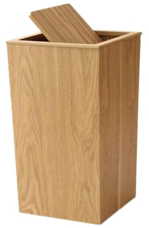 F Fityle Papelera Moderna con Tapa, Papelera rústica Grande y Sencilla, Papelera de Reciclaje para Cocina, baño, hogar y Oficina, Madera Clara