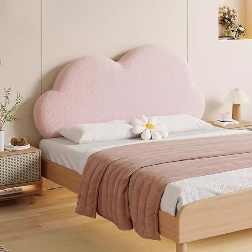 Gleedipre Französische Wolkenform Kopfteilbezug Hautfreundlich und dick Kollisionssicher Abnehmbar und waschbar Weiches Kopfteilpolster Große Rückenlehne(Rosa,120x65cm/Ohne Kopfteil)