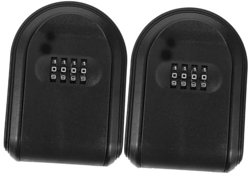 DIYEAH Scatola Da 2 Pezzi Cassetta Portachiavi Con Password Cassetta Di Sicurezza Per Porta Con Serratura a Chiave Cassaforte a Muro (nera) Portachiavi Nascosto Ricambio Parà Plastica