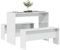Homgoday Set aus Esstisch und Bänken, 3-teilig, weiß, glänzend, aus Spanplatte, Gartenmöbel, Tisch und Stühle für den Außenbereich, Set