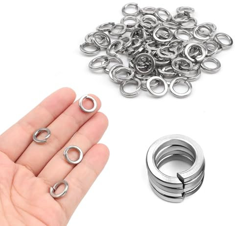 LWLWA 100 Piezas M8 Arandelas de Resorte, Abierto Arandelas Grower Freno de Resorte, Acero Inoxidable 304 Arandelas Freno de Resorte, para Reparación del Hogar y Productos Artesanales de Bricolaje