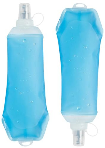 Duronge 2pcs Soft Flask 500ml, Running Bottle, Collapsible, TPU Material, Blue, For Running, Hiking, Sports