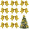NJCXOLA 10 Pezzi Fiocchi d'Oro Glitter per Decorazione Albero di Natale - Decorazioni per Riunioni di Famiglia e Feste per le Vacanze