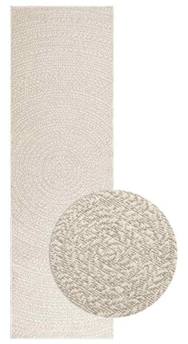 vidaXL Teppich ZIZUR Creme 80x250 cm Jute-Optik Indoor und Outdoor, Fußmatte, Bodenteppich, Teppichboden, Bodenmatte, Flächenvorleger, Innenteppich